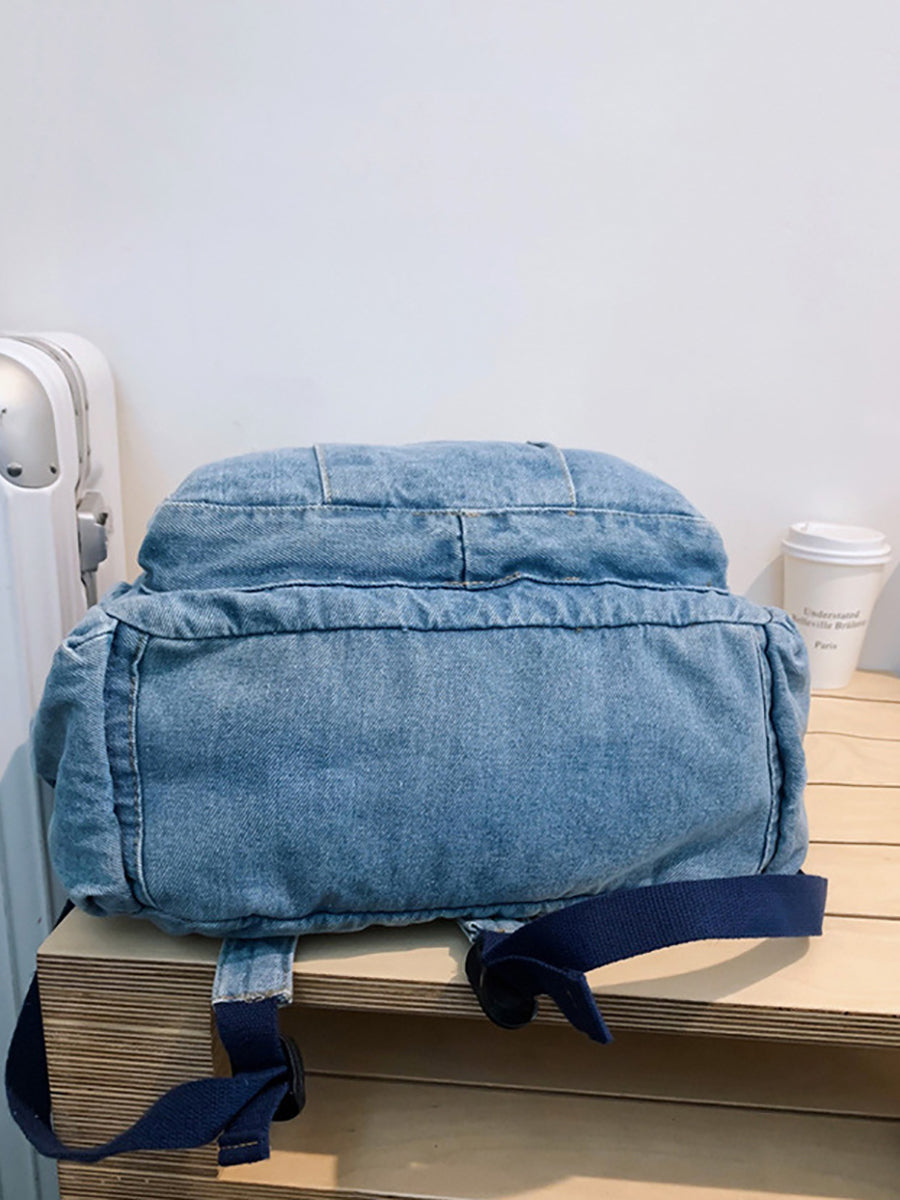 Vintage Denim Spliced Large Capacity Shoulder Bag