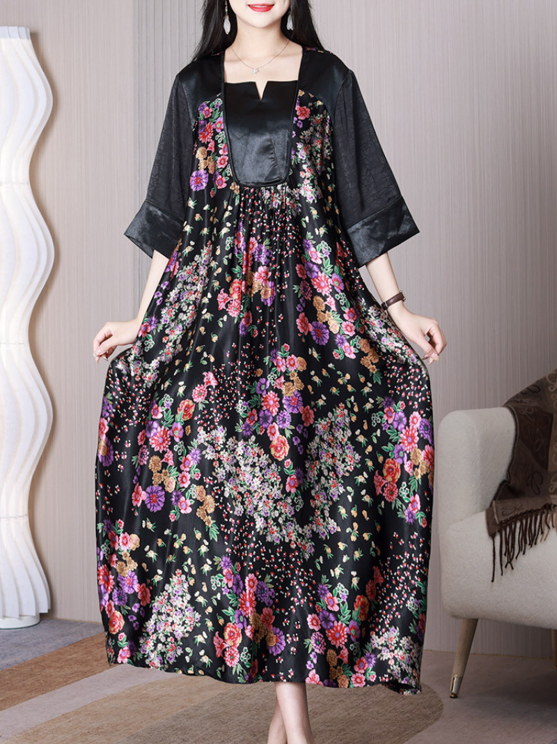 Mad In Love Square Collar Floral A-line Dress - Fashionpara