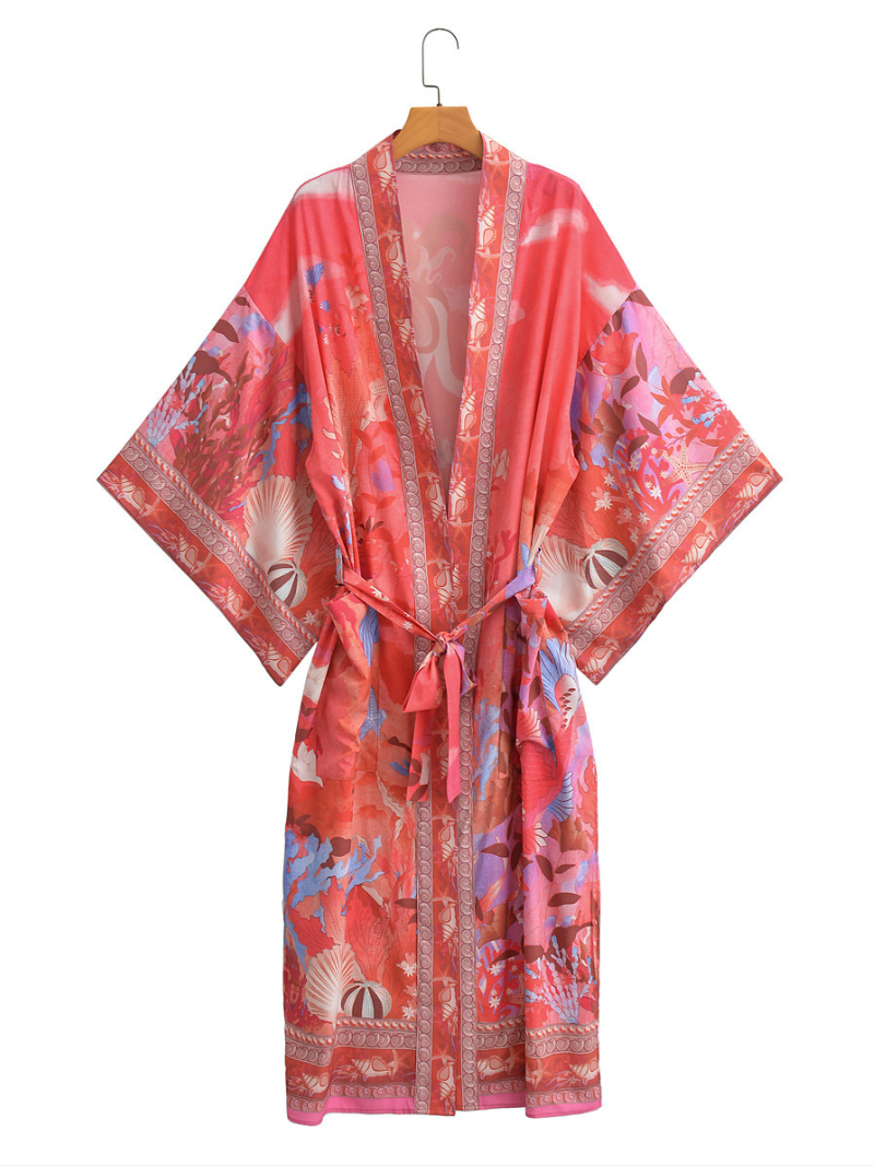 Autumn Multi-Color Mermaid Print Cardigan kimono 2