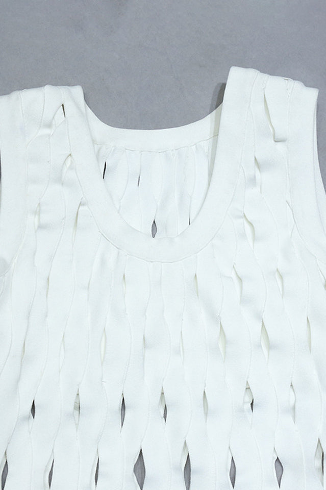 Cutout Sleeveless Tassel Fringe Hem Maxi Dress