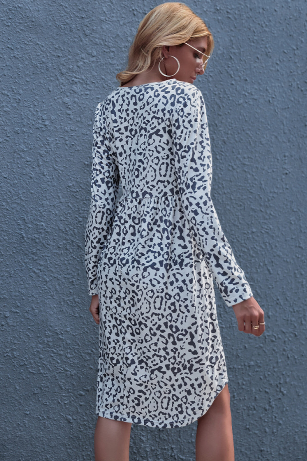 Leopard Print Round Neck Dress