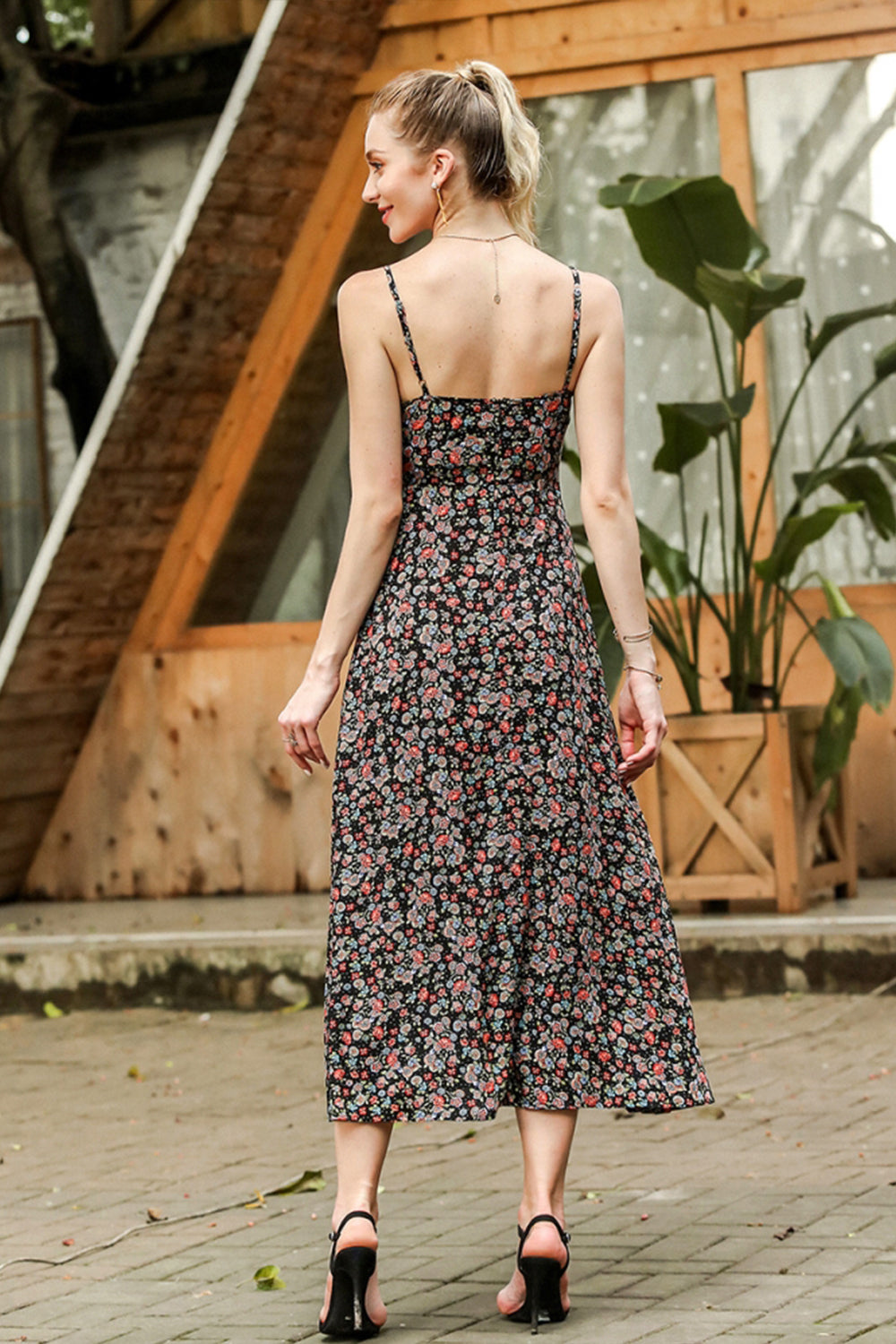 Printed Strappy Slim Dress
