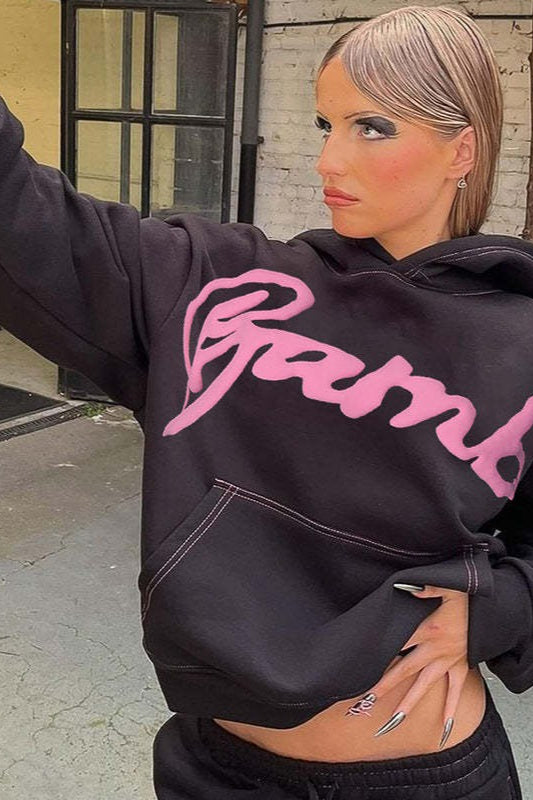 Trendy Letter Print Hoodie - Fashionpara