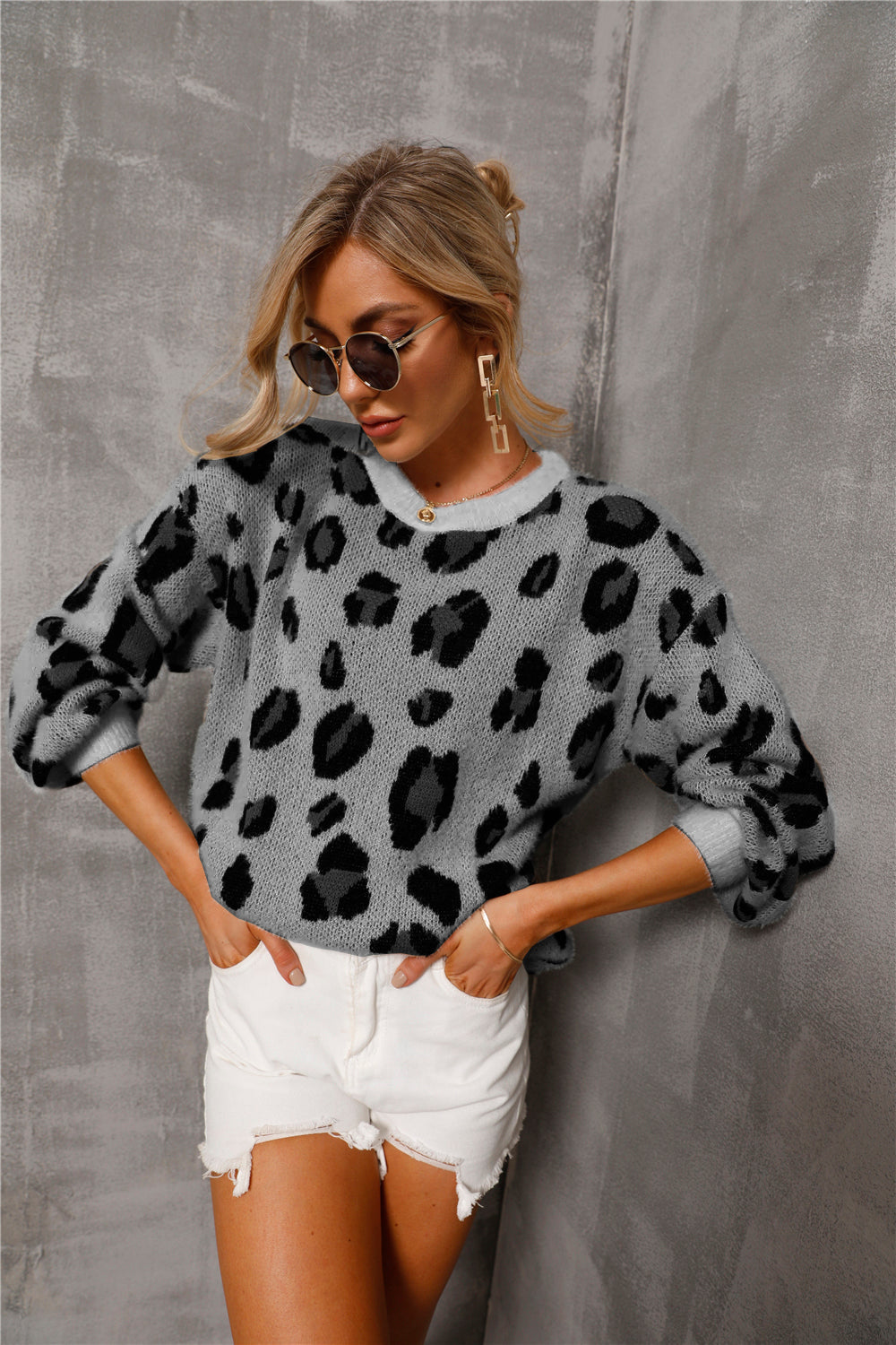 RadyRin Large Leopard Print Sweater for Stylish Comfort