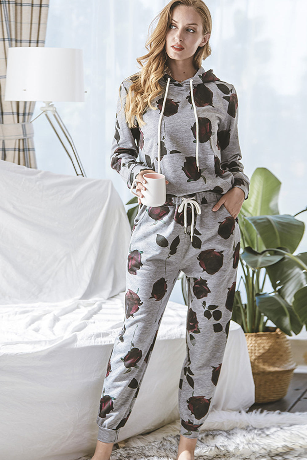Rose Flower Long Sleeve Suit - Fashionpara