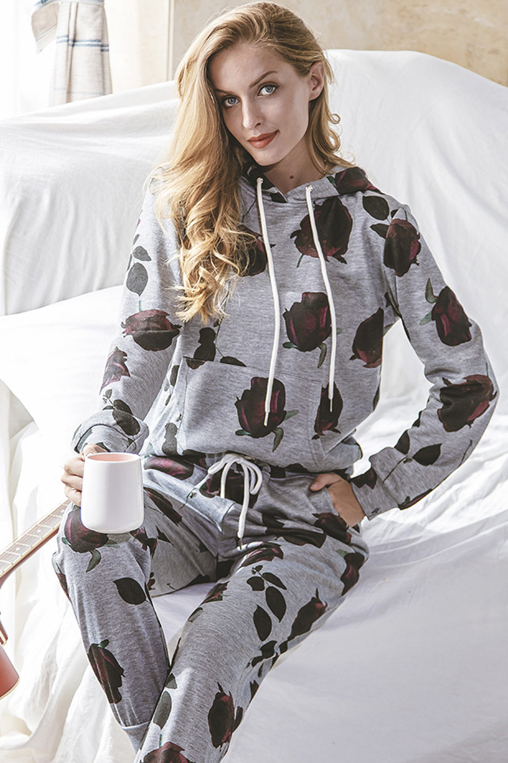 Rose Flower Long Sleeve Suit - Fashionpara