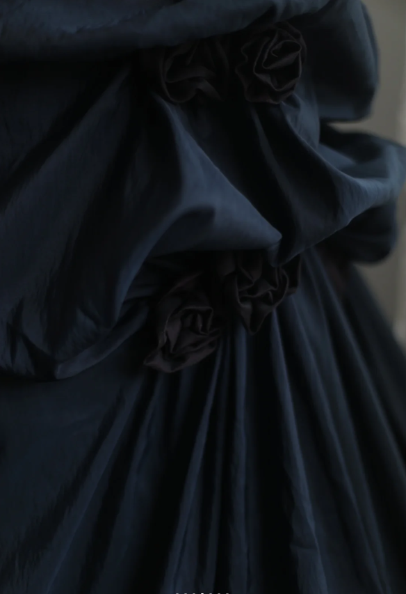 Elegant Navy Blue Mermaid Pleated Satin Long Prom Dress Evening Dress P4236