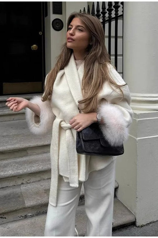 Robe Style Double-Faced Wool Coat - Fashionpara