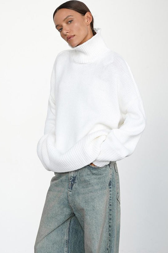 Solid Color Turtleneck Knit Sweater 8