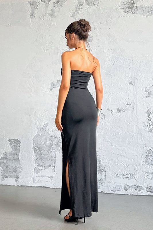 Rhinestone Embellished Strapless Bodycon Maxi Dress - View 5