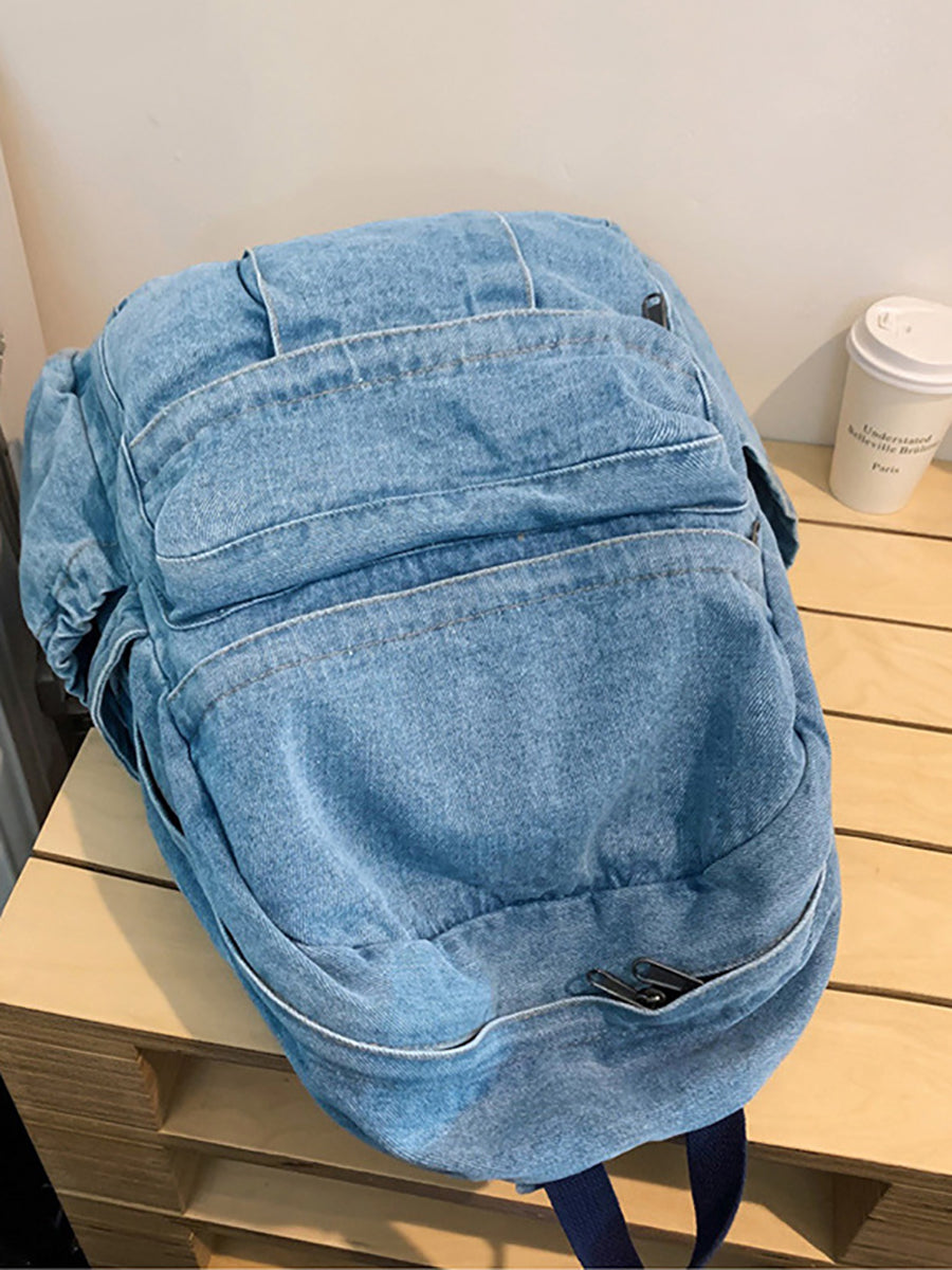 Vintage Denim Spliced Large Capacity Shoulder Bag