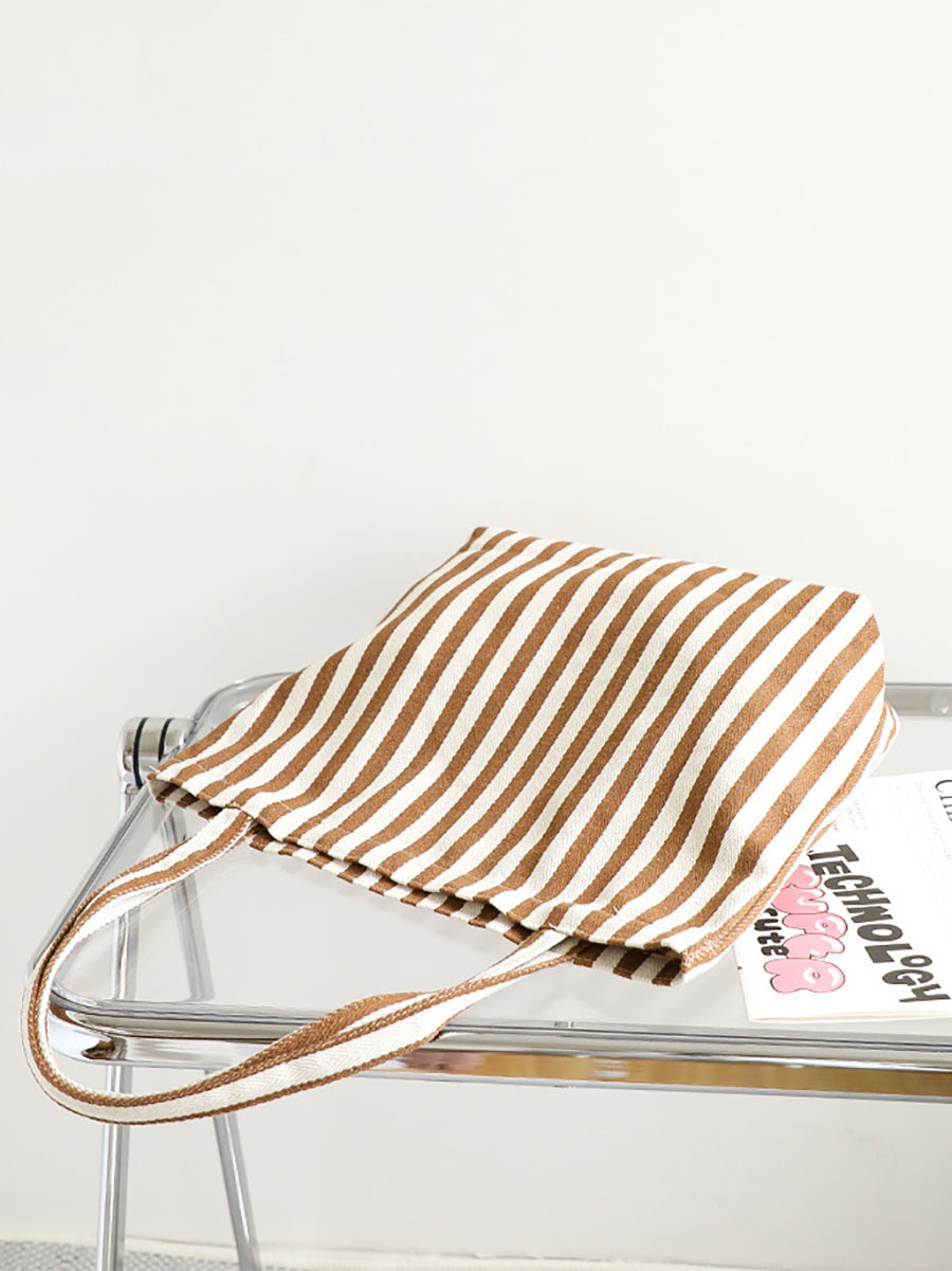 Casual Stripe Shoulder Canvas Bag