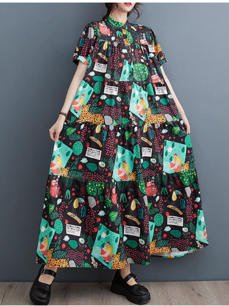 Everyone Love Short-Sleeved Maxi Dress - Fashionpara