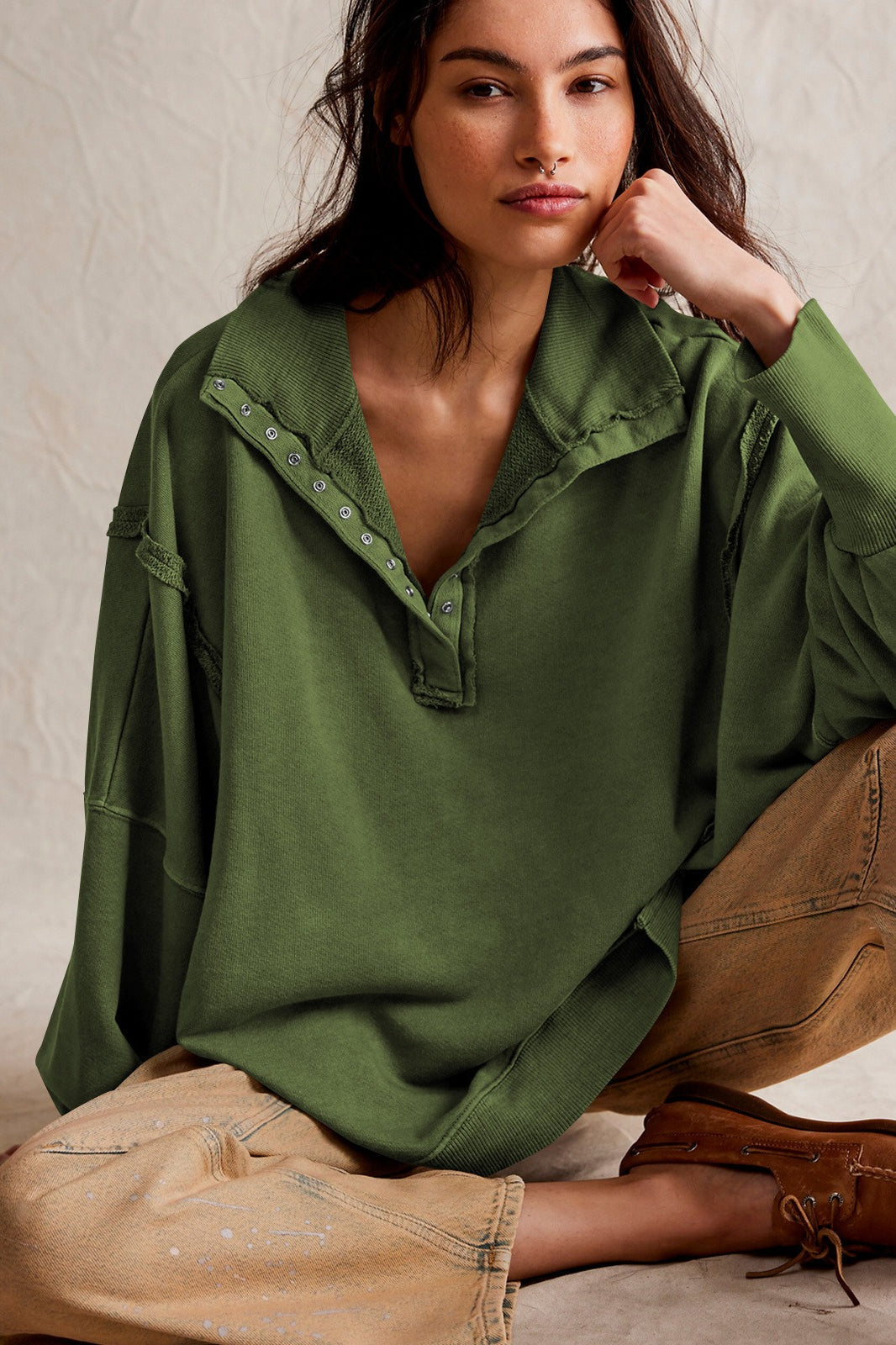 Oversized Split Collar Sweatshirt 10