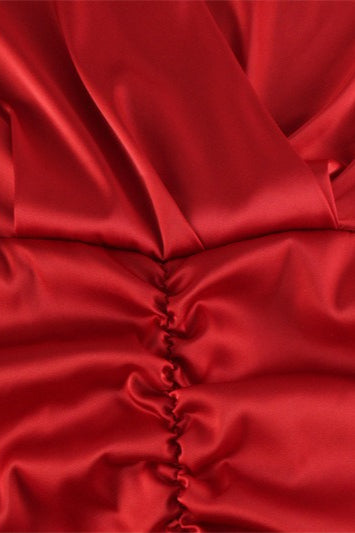 V-Neck Ruched Waist Party Dress - Fashionpara