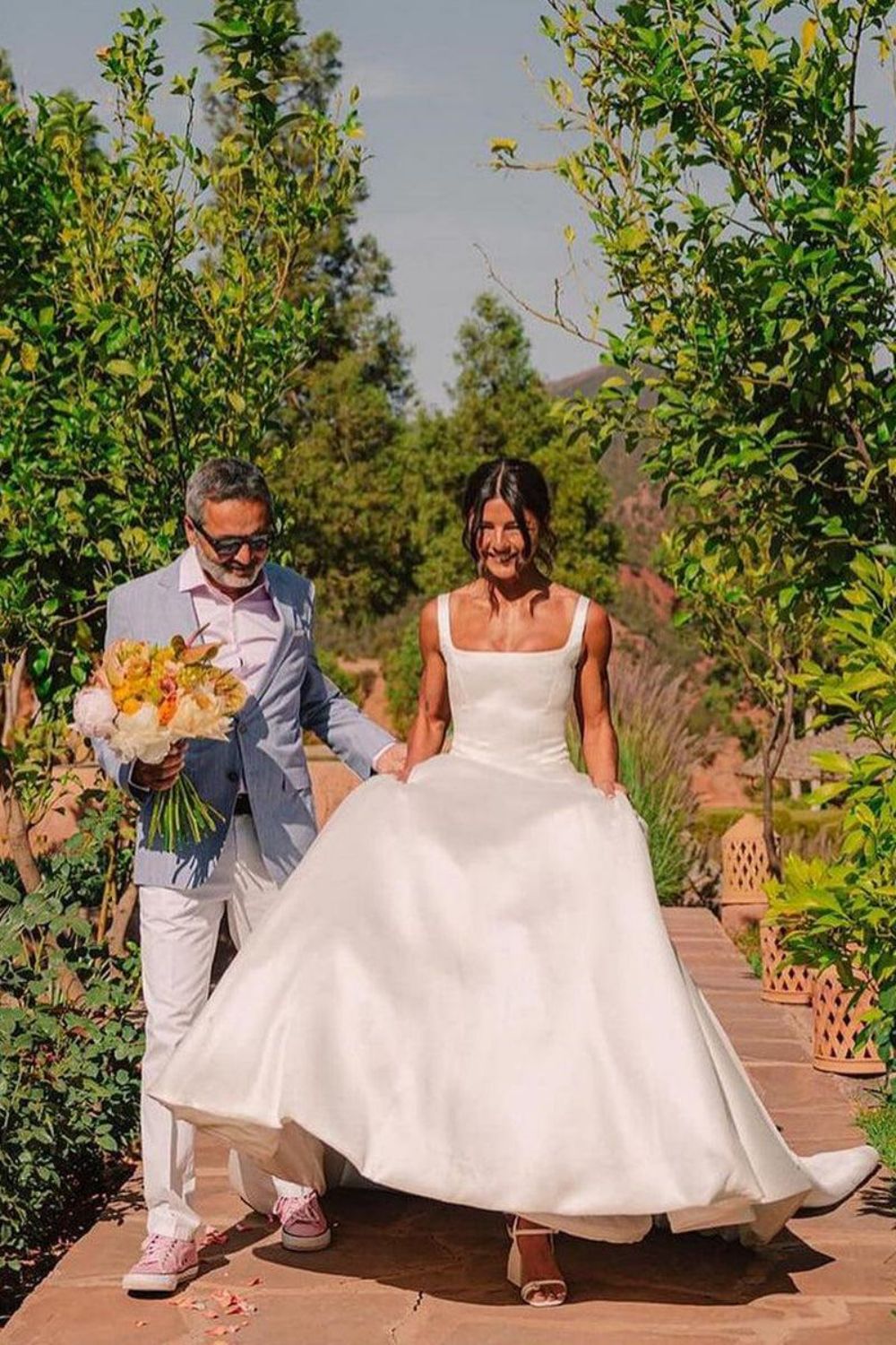 Elegant A Line Square Neck White Bridal Dress with Bowknot - Fashionpara