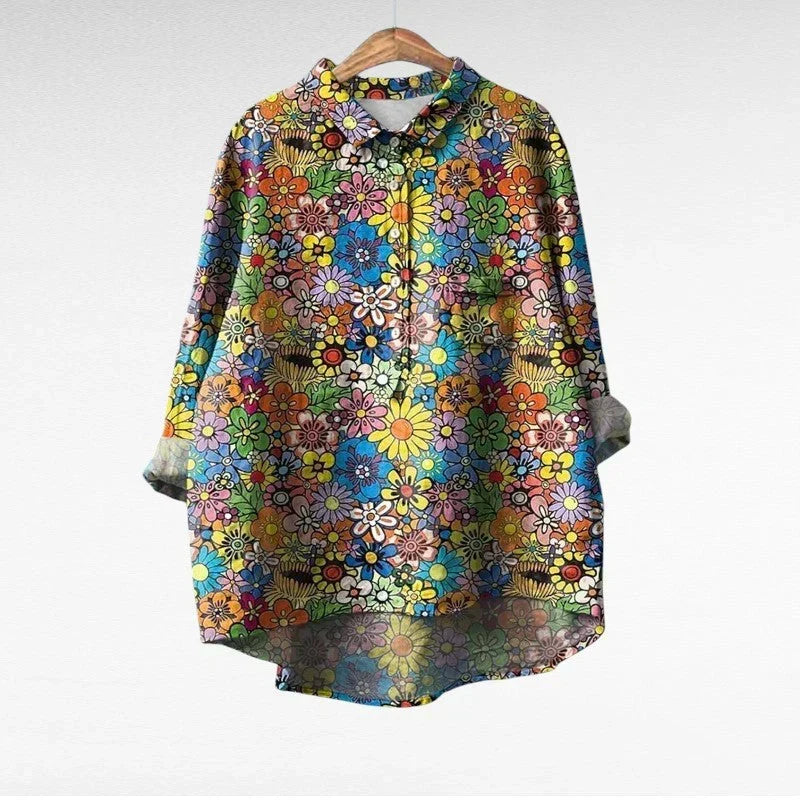 Daisy Floral Print Long Sleeve Button Shirt