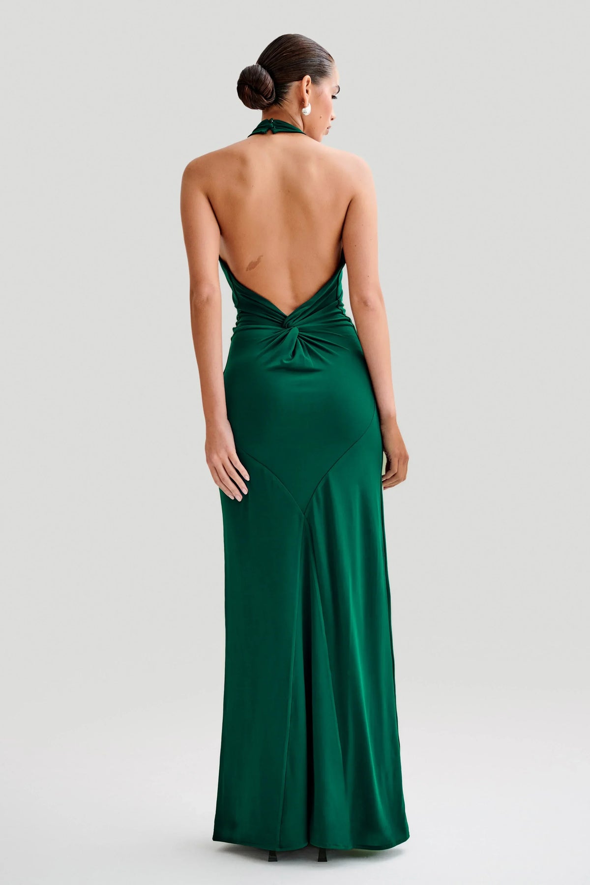 Halter Neck Ruched Bias-Cut Maxi Dress 24
