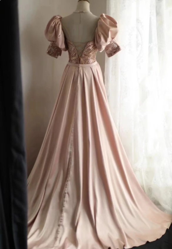 Elegant Pink Mermaid Sequined Prom Dress Evening Dress P4242