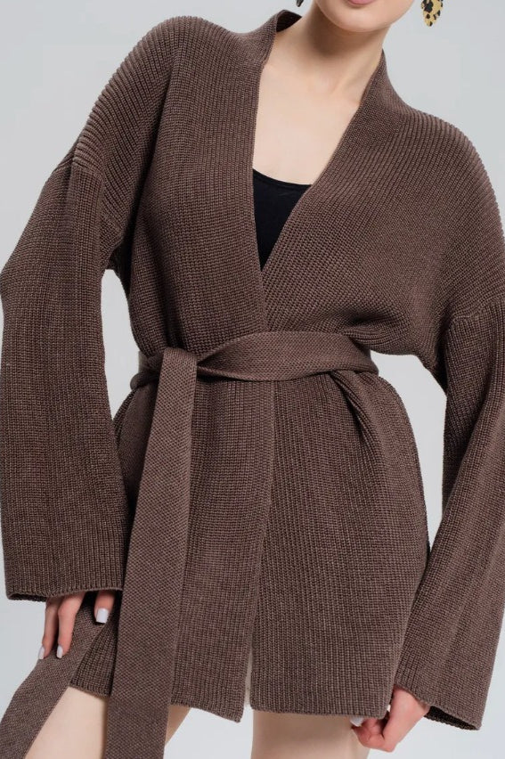 Chic Oversized Belted Knit Cardigan for Effortless Style