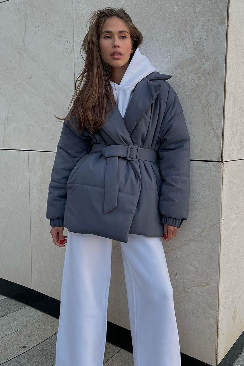 Solid Color Slim Fit Cotton Coat - Fashionpara