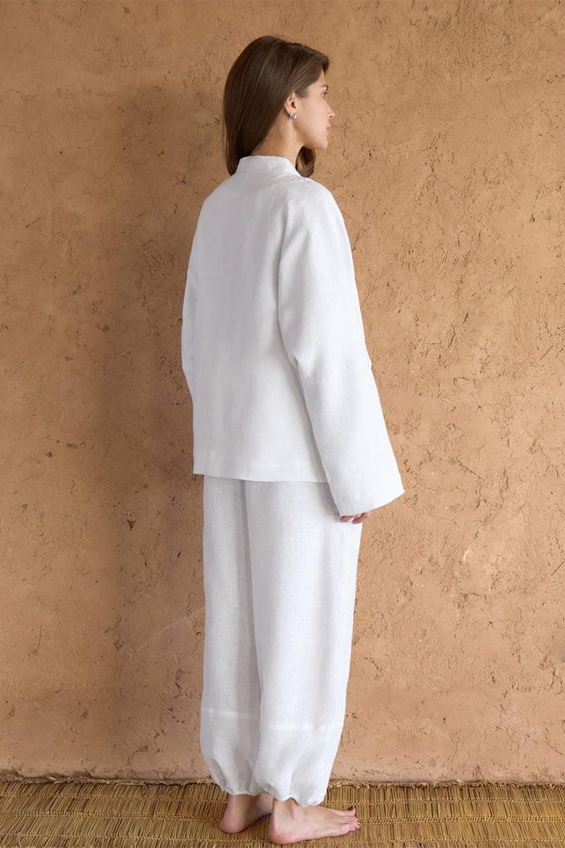 Tie Front V Neck Blouse Harem Pants Set