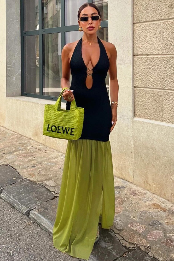 Metal Accent Cutout Maxi Dress