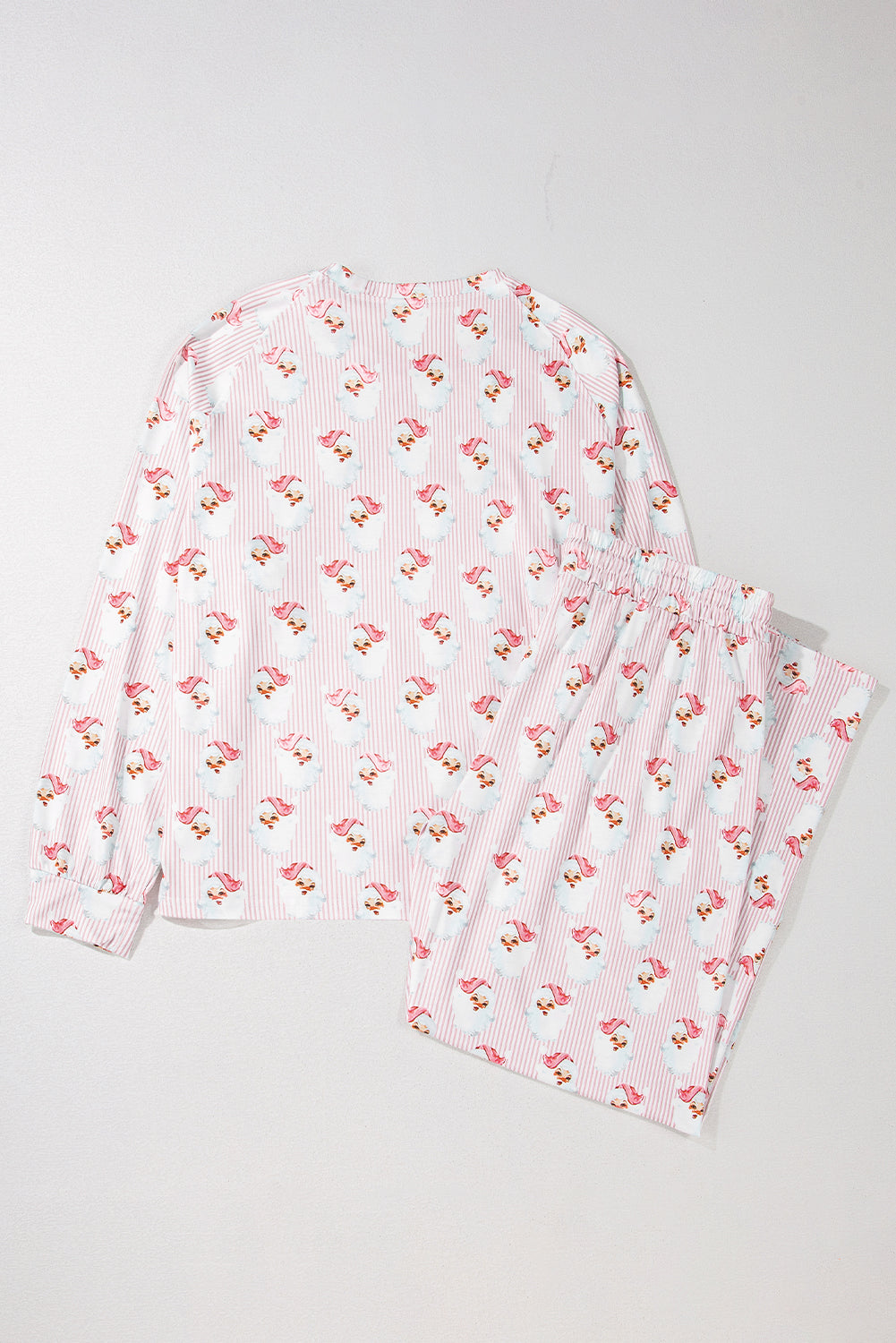 Pink Santa Claus Print Two Piece Lounge Set