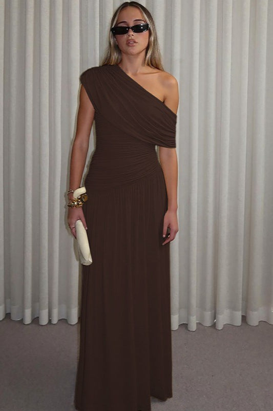 Slim Fit Round Neck Ruched Sheer Bodycon Formal Dress