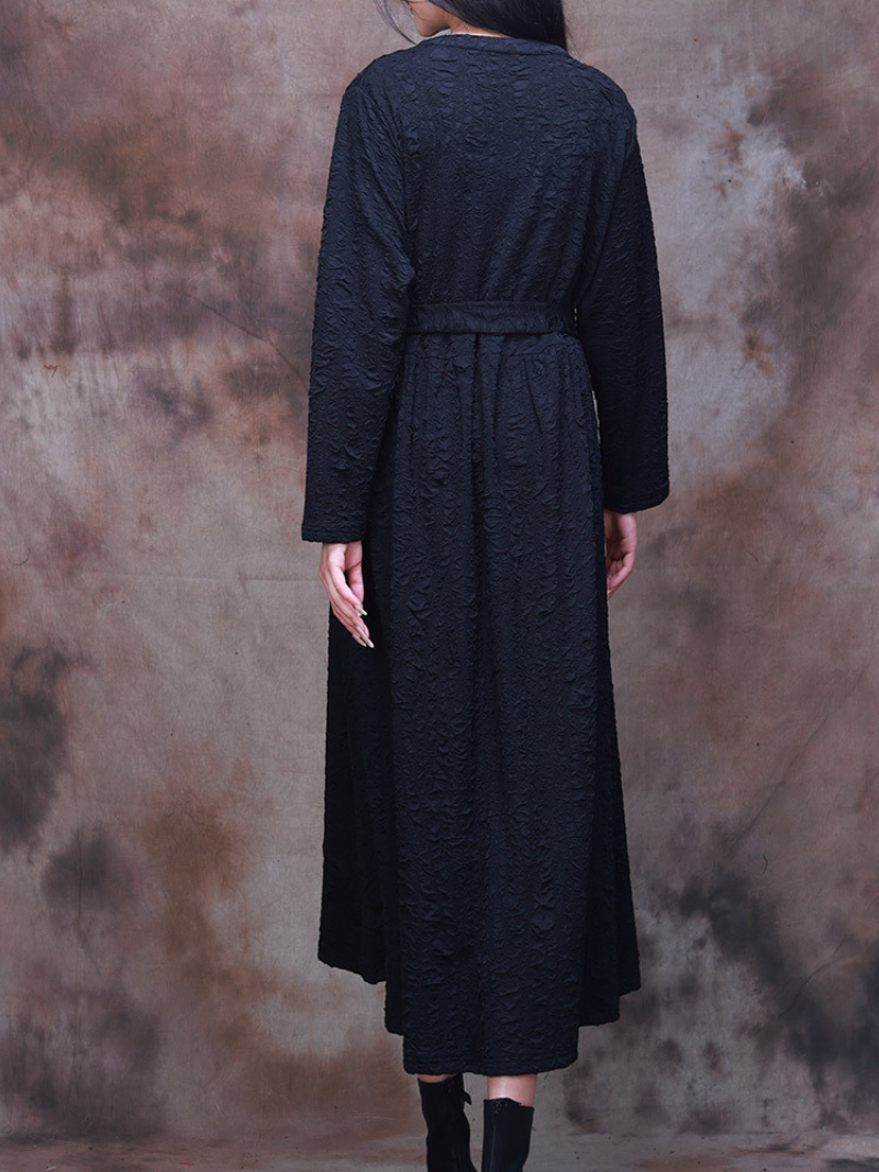 Vintage-Inspired Classic Belt Side Pockets A-Line Dress - Fashionpara