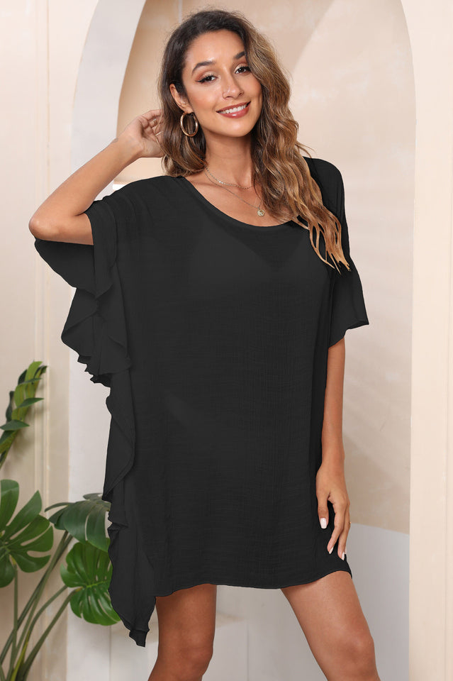 Ruffle Loose Beach Cover Up Dress - Fashionpara