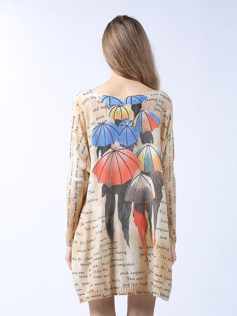 midi length loose cartoon printing sweater Top - Fashionpara