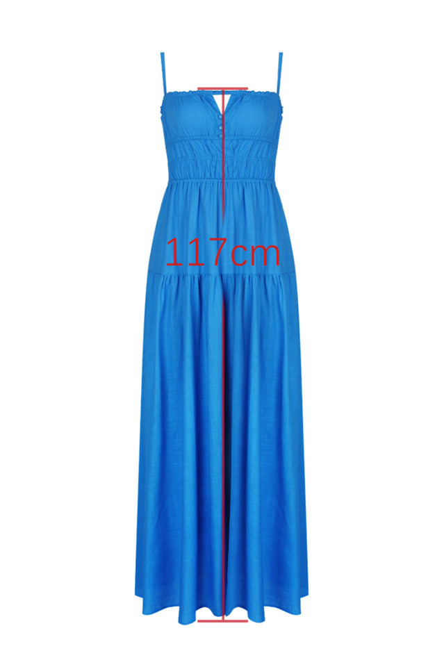 Smocked Bodice Tiered Cami Strap Maxi Dress 4