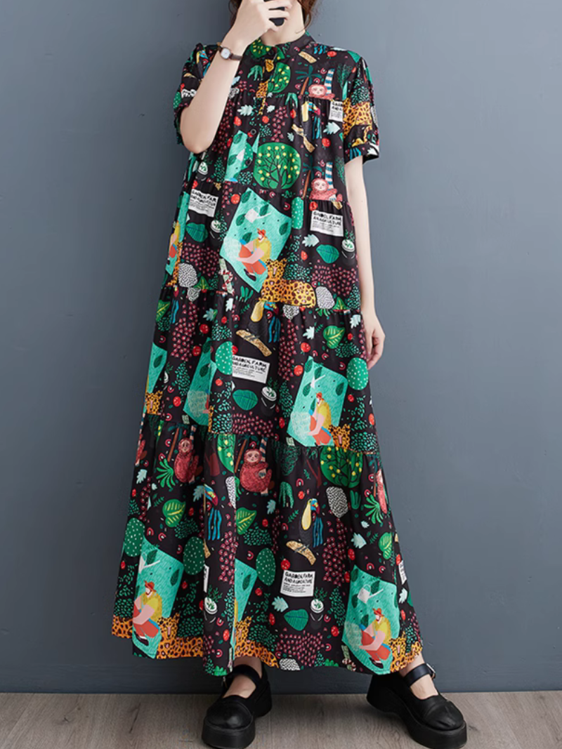Everyone Love Short-Sleeved Maxi Dress - Fashionpara