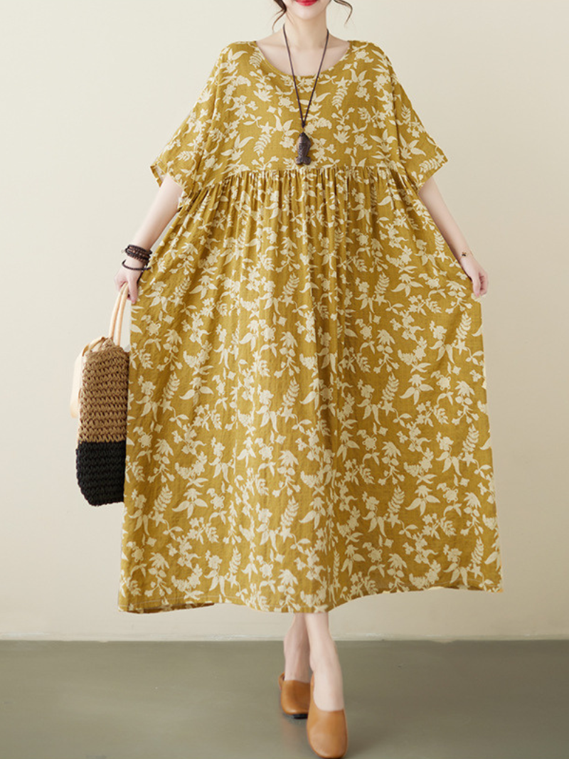 The Lost Heart Cotton Round Neck Smock Dress - Fashionpara