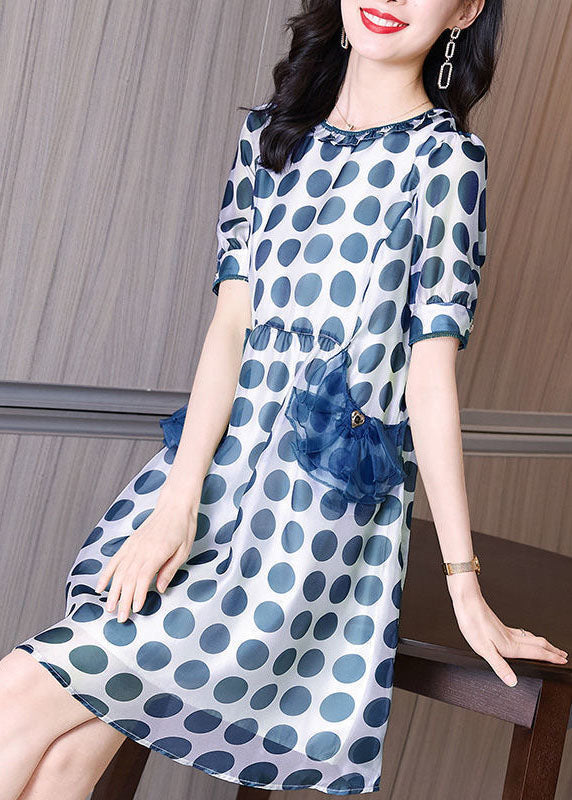 Polka Dot Ruffle Collar Short Puff Sleeve A-Line Mini Dress