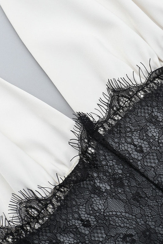 V Neck Backless Lace Dress - View 7