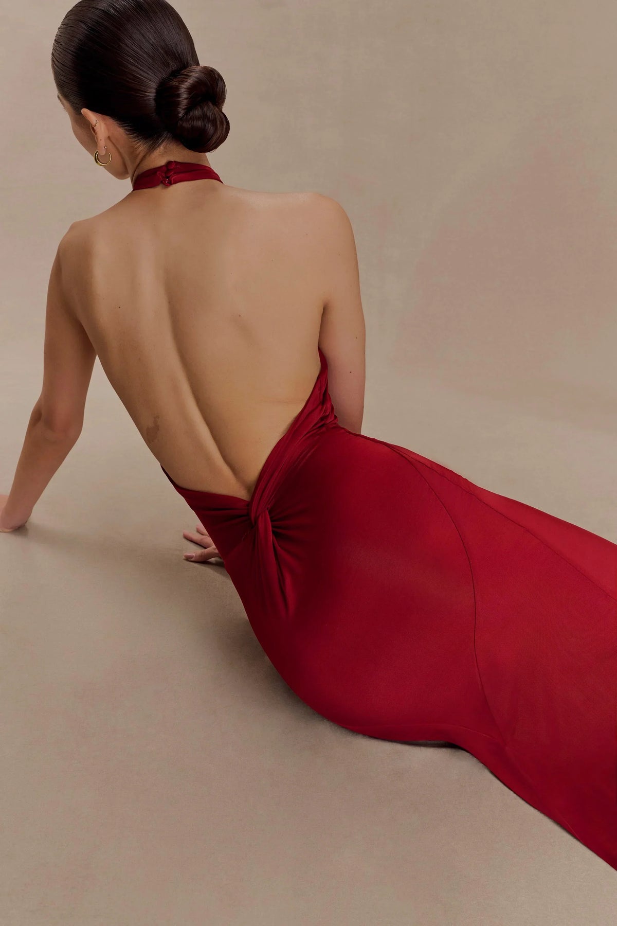 Halter Neck Ruched Bias-Cut Maxi Dress 10