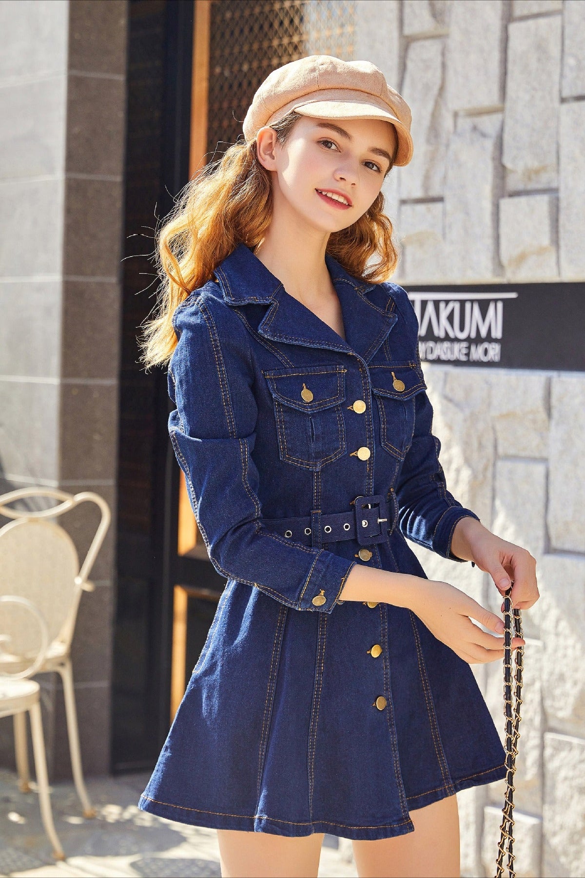 Casual Belted Denim Dress
