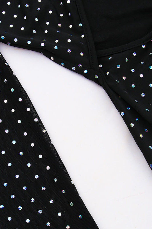 Rhinestone Long Sleeve Keyhole Cut-Out Bodycon Dress