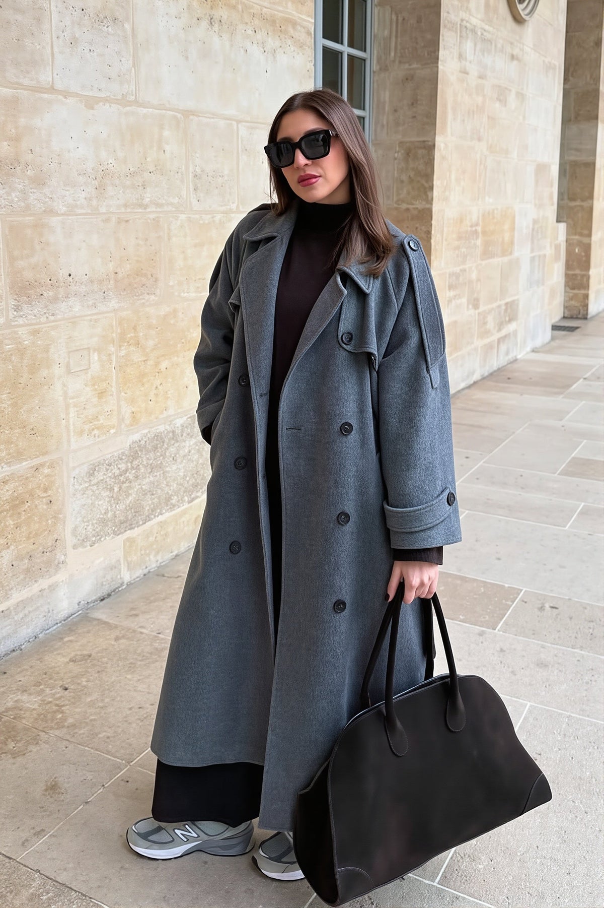 Double Breasted Belted Long Trench Coat