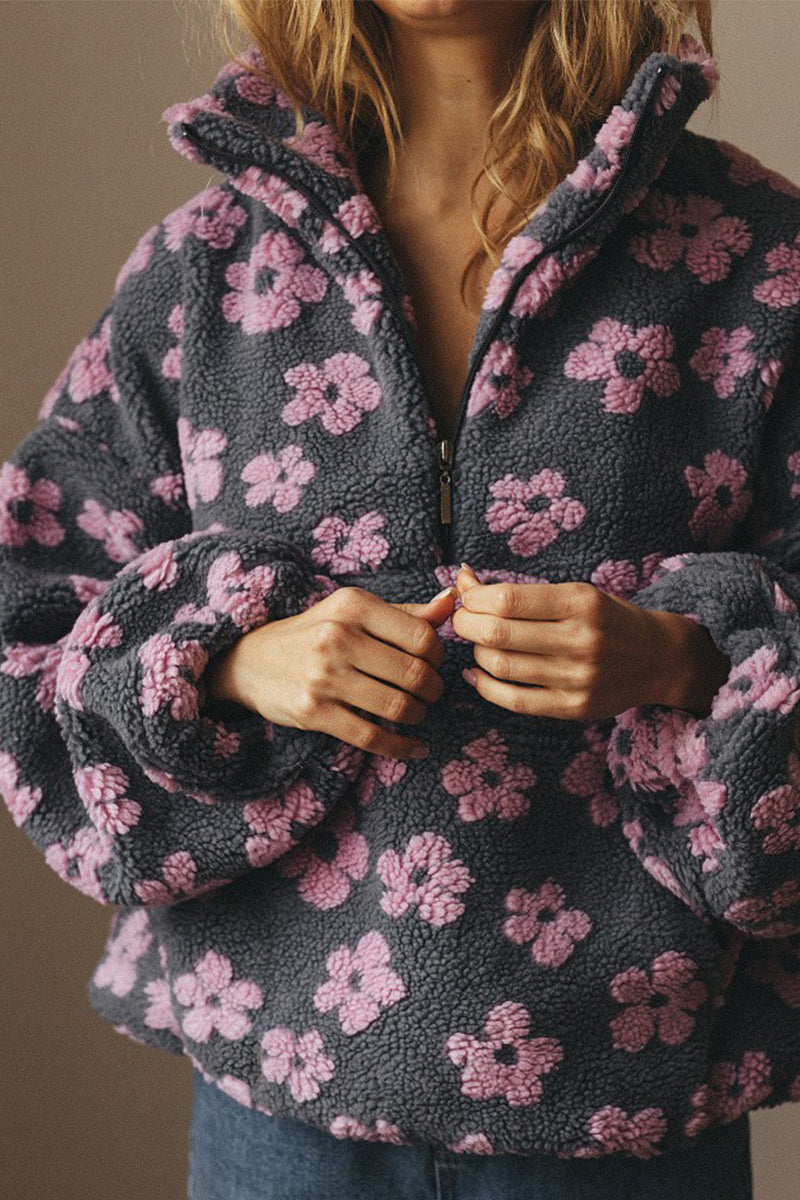 Floral Fleece Warm Fuzzy Sweatshirt