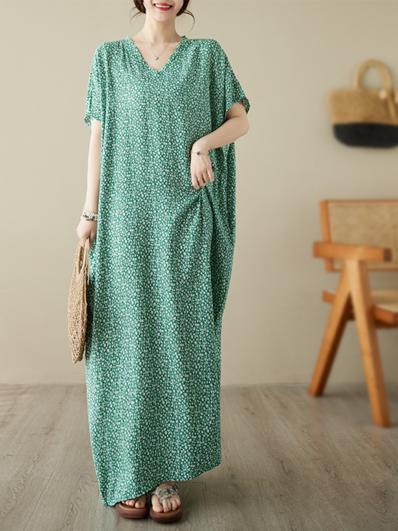 The Lost Heart Cotton V-neck Kaftan Dress - Fashionpara