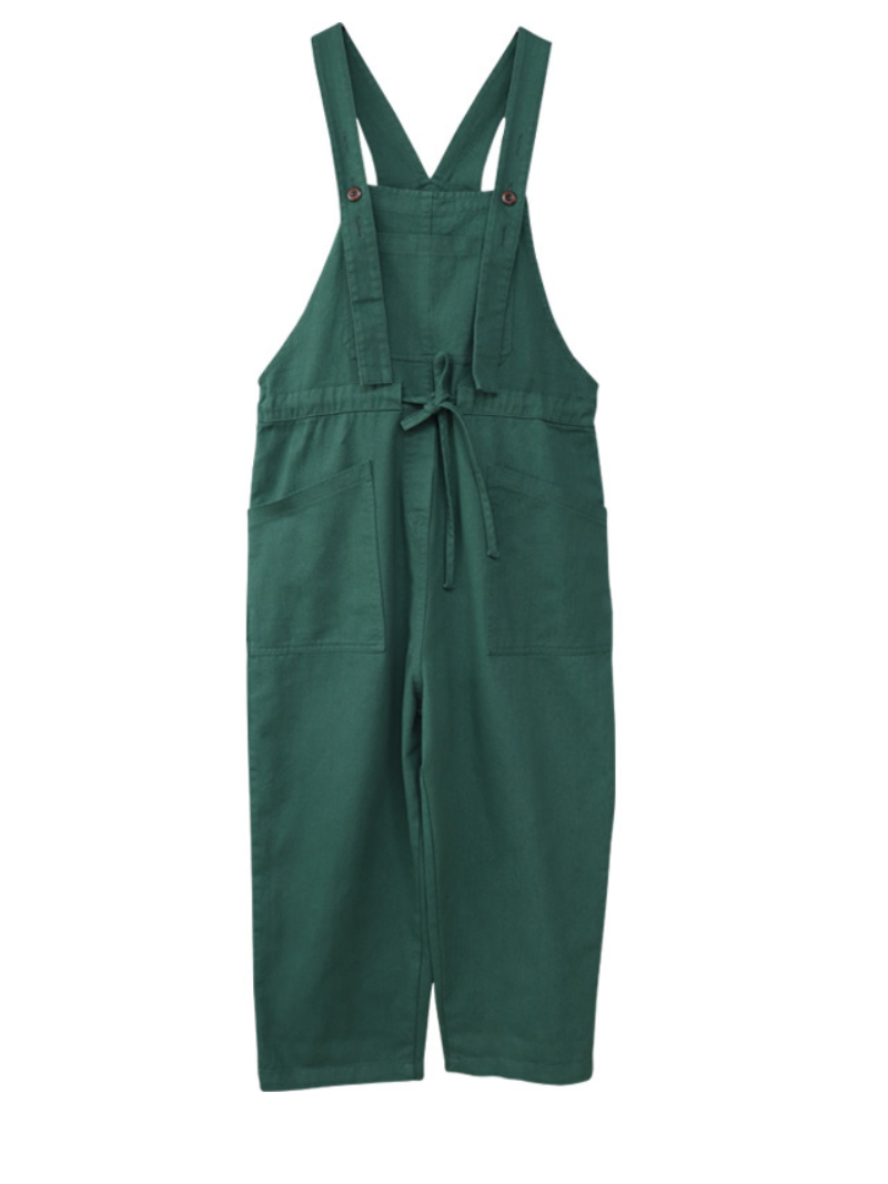 Waist Tie Belt Loose Wide-Leg Boho Pockets Overalls - Fashionpara