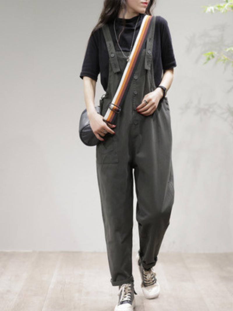 Stay Stylish Comfortable Loose Solid Dungarees - Fashionpara