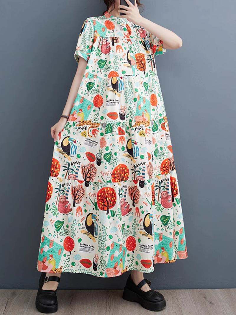 Everyone Love Short-Sleeved Maxi Dress - Fashionpara