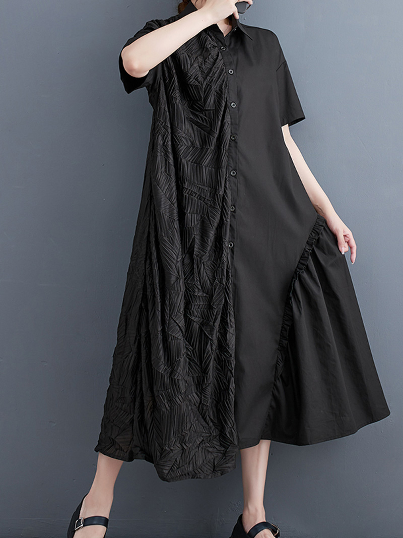 Giving Love Ruffled A-Line Shirt Dress - Fashionpara