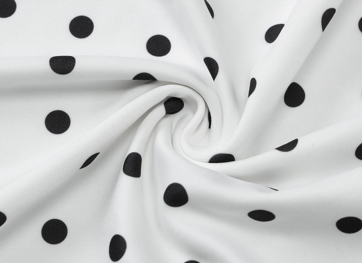 Polka Dot One-Shoulder Long-Sleeve Mini Dress 26