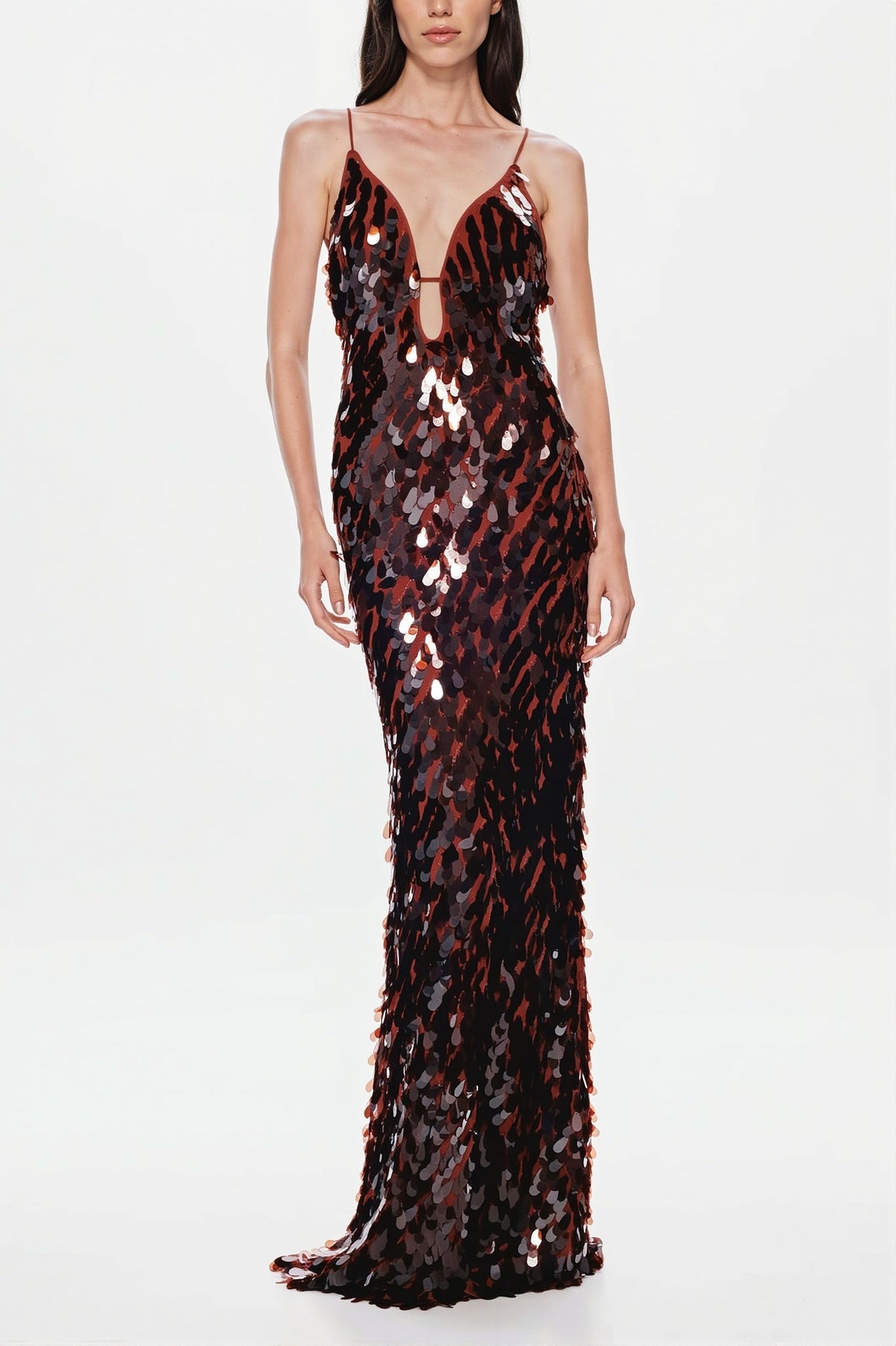 Sequin Deep V-Neck Cut Out Slip Maxi Gown 4