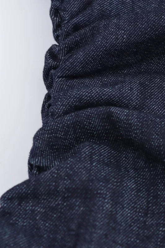 Denim Lapel Zipper Midi Dress